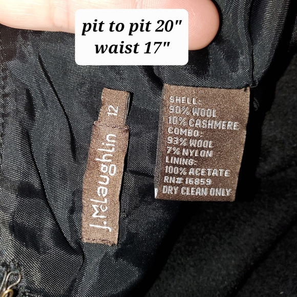 J. McLaughlin wool cashmere dress, black with Houndstooth, size 12, business - Picture 2 of 5